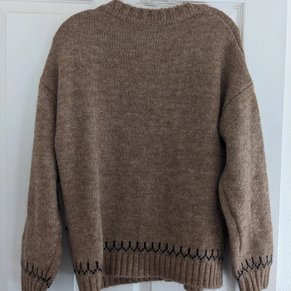 Old NavyWool Blend Tan Horse Applique Women's Cardigan - Picture 4 of 4